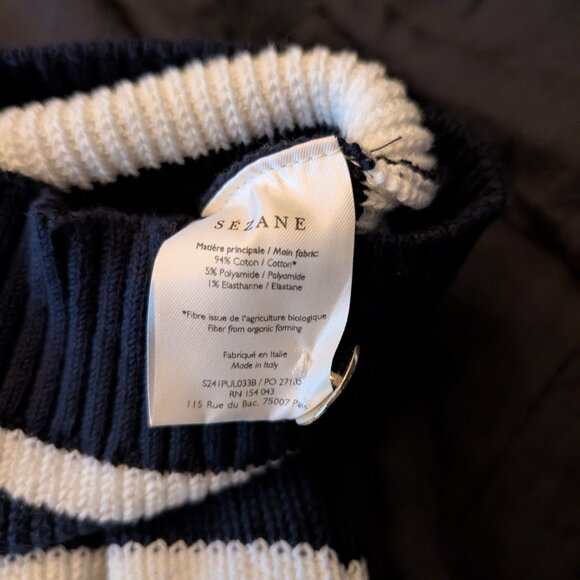 Sezane Gary Jumper Marine / Ecru - Size XS - Picture 4 of 5